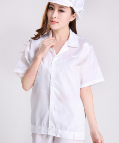 Quần áo chống tĩnh điện ngắn tay màu trắng K-01